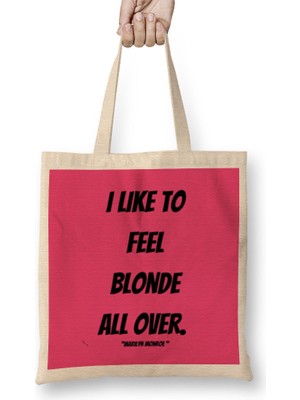 Humuts Marilyn Monroe Quotes Art Gift - Vintage Retro Style Bez Çanta Uzun Saplı