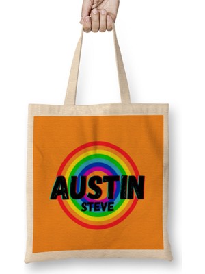 Humuts Steve Austin - Vintage Retro Rainbow Style Warriors Design Wrestlers-Gift Bez Çanta Uzun Saplı