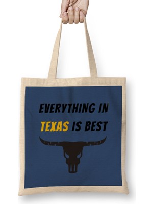 Humuts Texas Quote Vintage Retro Rainbow Style Bez Çanta Uzun Saplı