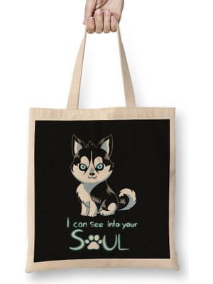 Siberian Husky I Can See Into Your Soul Bez Çanta Uzun Saplı