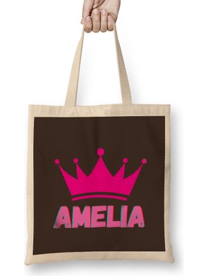 Humuts Amelia -Name Personalized Custom - Vintage Retro Rainbow Style Design Gift Baby-Gift For Her Bez Çanta Uzun Saplı