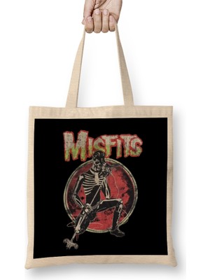Humuts Band Vintage Misfits Skull Bez Çanta Uzun Saplı