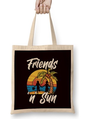 Humuts Sun Friends Island Vacation Beach Tanning Sunbathing Tan Bez Çanta Uzun Saplı