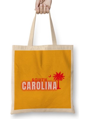 South Carolina State Flag Gift - Vintage Retro Rainbow Style Bez Çanta Uzun Saplı