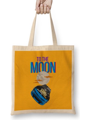 Humuts To The Moon Dogecar Dogecoin Crypto Logo Merch Bez Çanta Uzun Saplı