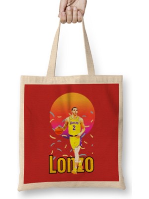 Humuts Lonzo Ball Lonzo Ball Vintage Art - Legend Basketball Gift Bez Çanta Uzun Saplı