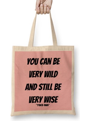 Yoko Ono Quote Lovers Gift Vintage Retro Rainbow Bez Çanta Uzun Saplı