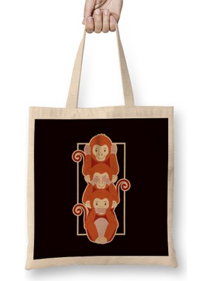 See Speak Hear No Evil Japan Japanese Wise Monkeys Emoticon Bez Çanta Uzun Saplı