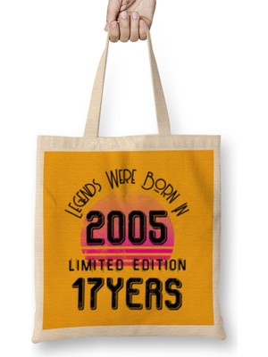 Humuts 2005 Birthday Gift - Made, Born In 2005 Gift - 17 Year Old Birthday    Gift Vintage Style Bez Çanta Uzun Saplı