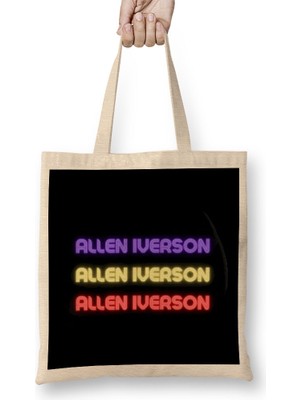 Humuts Allen Iverson - Basketball Gifts Vintage Retro Rainbow Quotes For Boys And Dad Bez Çanta Uzun Saplı