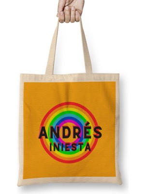 Humuts Andrés Iniesta- Vintage Retro Rainbow Style Bez Çanta Uzun Saplı