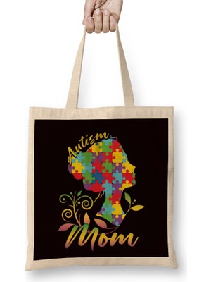 Humuts Autism Mom Mother Awareness Son Daughter Puzzle Ribbon Bez Çanta Uzun Saplı