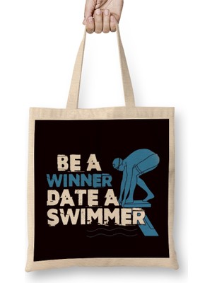 Humuts Funny Be Winner Date Swimmer Swimming Pool Athlete Coach Bez Çanta Uzun Saplı