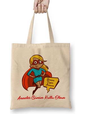 Humuts Anneler Günü Annelere Hediye 024 Bez Çanta Uzun Saplı