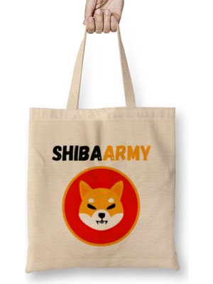 Shiba Inu Coin To The Moon Shıbarmy Bez Çanta Uzun Saplı