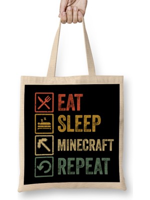 Funny Eat Sleep Bingo Repeat Retro Vintage Gift Bez Çanta Uzun Saplı