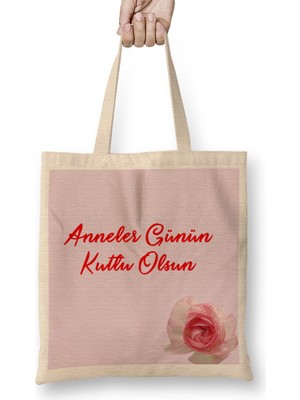 Humuts Anneler Günü Annelere Hediye 026 Bez Çanta Uzun Saplı