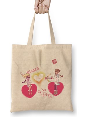 Humuts Sevgililer Günü Sevgiliye Hediye 059 Bez Çanta Uzun Saplı