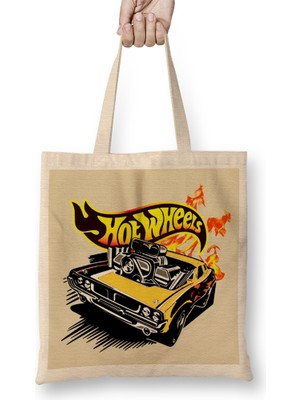 Humuts Hot Wheels Hot Yellow Bez Çanta Uzun Saplı