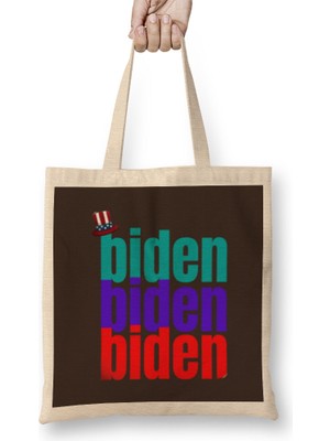 Humuts Democrat Joe Biden 2024 Election - Vintage Retro Rainbow Style Bez Çanta Uzun Saplı