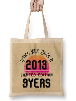 Humuts 2013 Birthday Gift - Made, Born In 2013 Gift - 9 Year Old Birthday Gift Vintage Style Bez Çanta Uzun Saplı