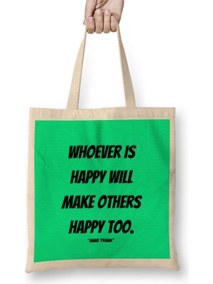 Humuts Anne Frank Quotes Gift - Vintage Retro Rainbow Style Bez Çanta Uzun Saplı