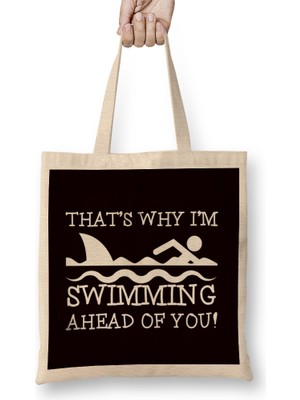 Funny Swimming Shark Swim Swimmer Water Sports Athlete Coach Bez Çanta Uzun Saplı
