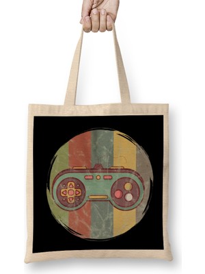 Humuts Vintage Retro Gaming Video Gamer Bez Çanta Uzun Saplı