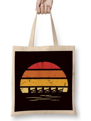 Humuts Vintage Rowing Team Rowboat Sculling Paddling Canoeing Oars Bez Çanta Uzun Saplı