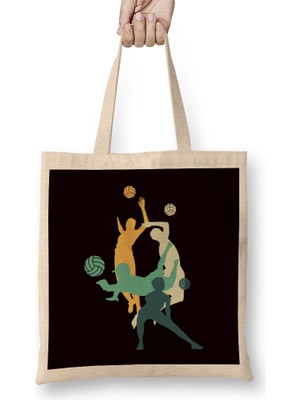 Vintage Volleyball Team Players Ball Sports Beach Volleyball Bez Çanta Uzun Saplı