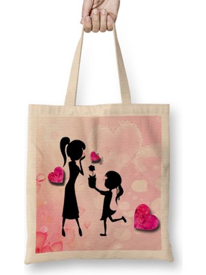 Anneler Günü Annelere Hediye 0003 Bez Çanta Uzun Saplı