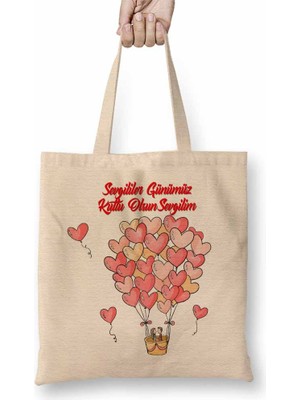 Sevgililer Günü Sevgiliye Hediye 095 Bez Çanta Uzun Saplı