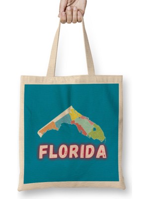 Humuts Florida - Vintage Retro Rainbow Bez Çanta Uzun Saplı