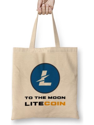 Humuts Litecoin To The Moon Logo Bez Çanta Uzun Saplı