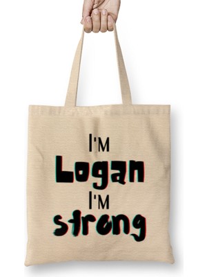 Humuts Logan Name Personalized Custom Vintage Retro Rainbow Design Gift Baby-Gift For Him Bez Çanta Uzun Saplı