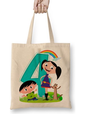 Display Show Da Luna 4 Dört Yaş Hediyesi Bez Çanta Uzun Saplı