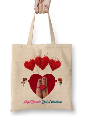 Humuts Sevgililer Günü Sevgiliye Hediye 056 Bez Çanta Uzun Saplı