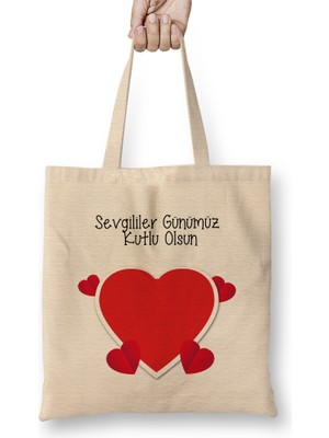 Sevgililer Günü Sevgiliye Hediye 069 Bez Çanta Uzun Saplı