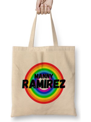 Humuts Manny Ramirez Carton Art - Baseball Gifts Vintage Retro Rainbow For Boys And Dad Bez Çanta Uzun Saplı