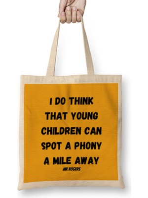 Humuts Mr Fred Rogers Quotes - Vintage Retro Style Art Bez Çanta Uzun Saplı