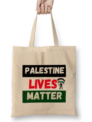Palestine Lıves Matter Bez Çanta Uzun Saplı