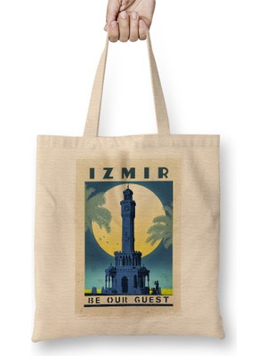 Humuts Izmir Saat Kulesi Bez Çanta Uzun Saplı