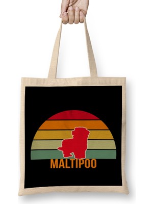 Maltipoo Mom Maltipoo Vintage Silhouette Bez Çanta Uzun Saplı