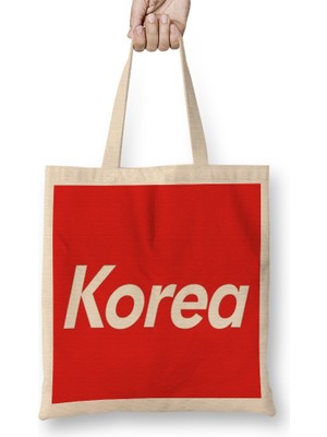 Kpop Korea Box Logo 01 Bez Çanta Uzun Saplı