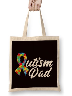 Humuts Autism Dad Father Daddy Autistic Child Son Daughter Family Bez Çanta Uzun Saplı