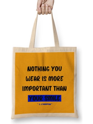 Smile Quotes Happy Love Gift Vintage Retro Rainbow Style Bez Çanta Uzun Saplı