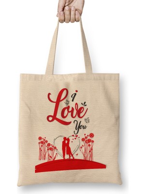 Humuts Sevgililer Günü Sevgiliye Hediye 0120 Bez Çanta Uzun Saplı