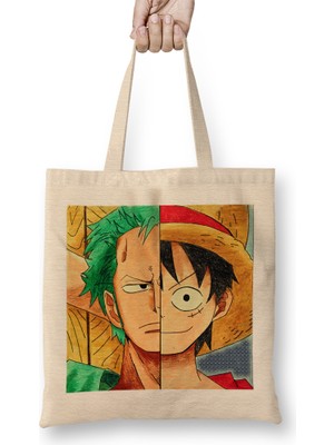 One Piece Luffy And Zoro's Faces Bez Çanta Uzun Saplı