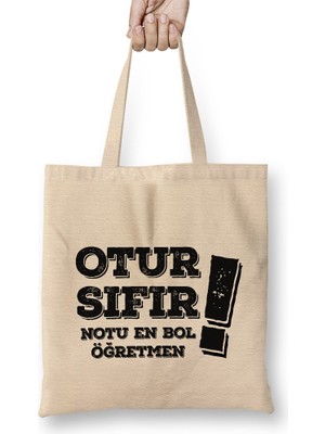 Öğretmenler Günü Öğretmene Hediye 016 Bez Çanta Uzun Saplı