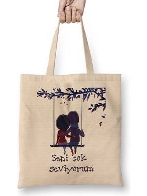 Humuts Sevgililer Günü Sevgiliye Hediye 0207 Bez Çanta Uzun Saplı